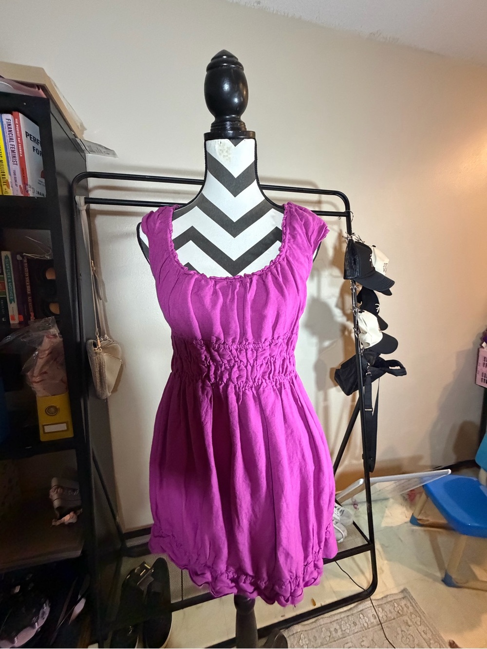 Anthropologie Magenta Smocked Waist Sleeveless Dress